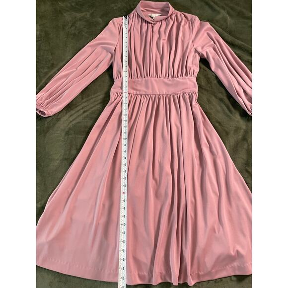 VTG 1970s Enrico Serrati Designs for You Long Sleeve Maxi Dress Tie Back - Picture 8 of 9